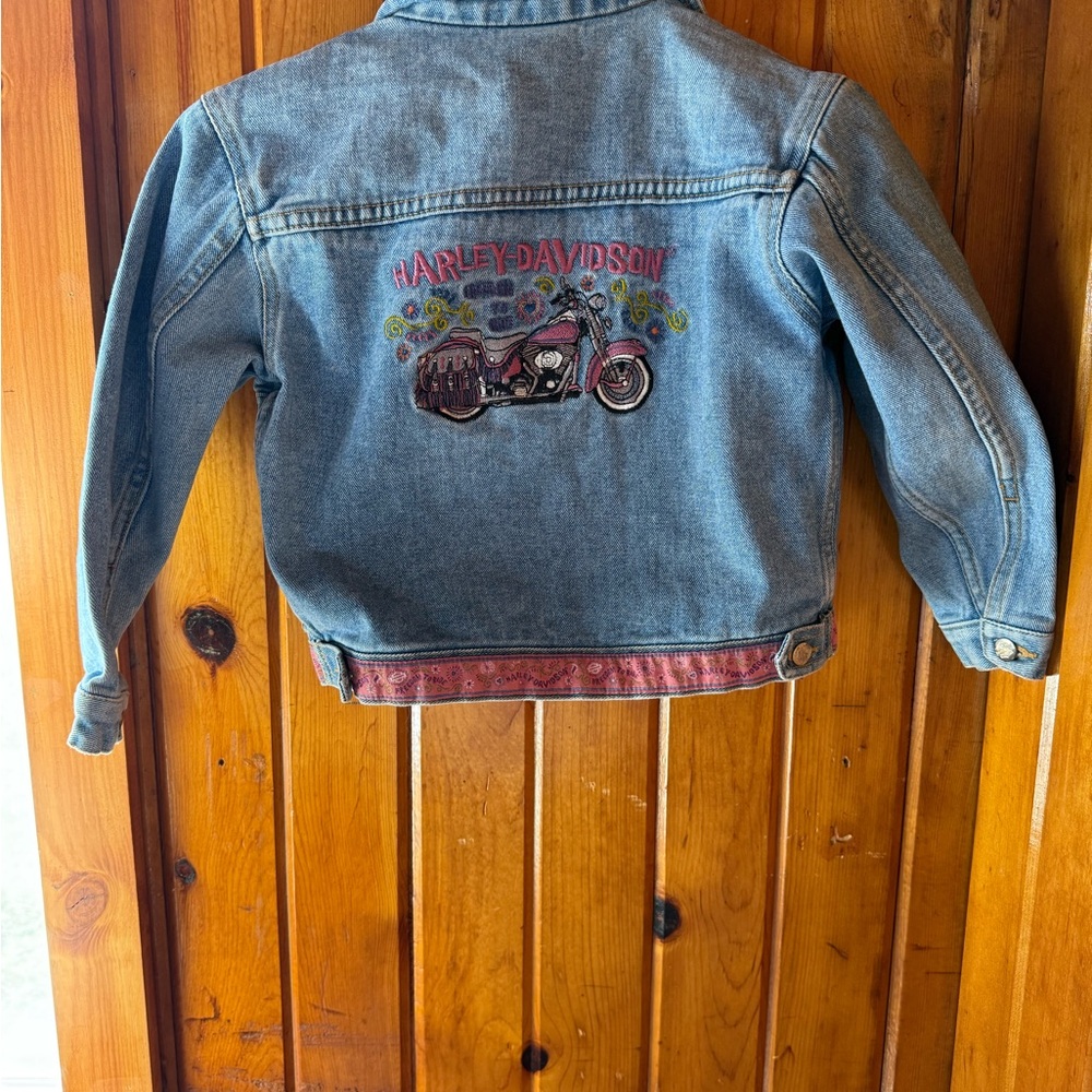 Harley-Davidson HD‎ Motorcycles Youth  Denim Buttoned Jean Jacket Size 6x - Picture 5 of 6